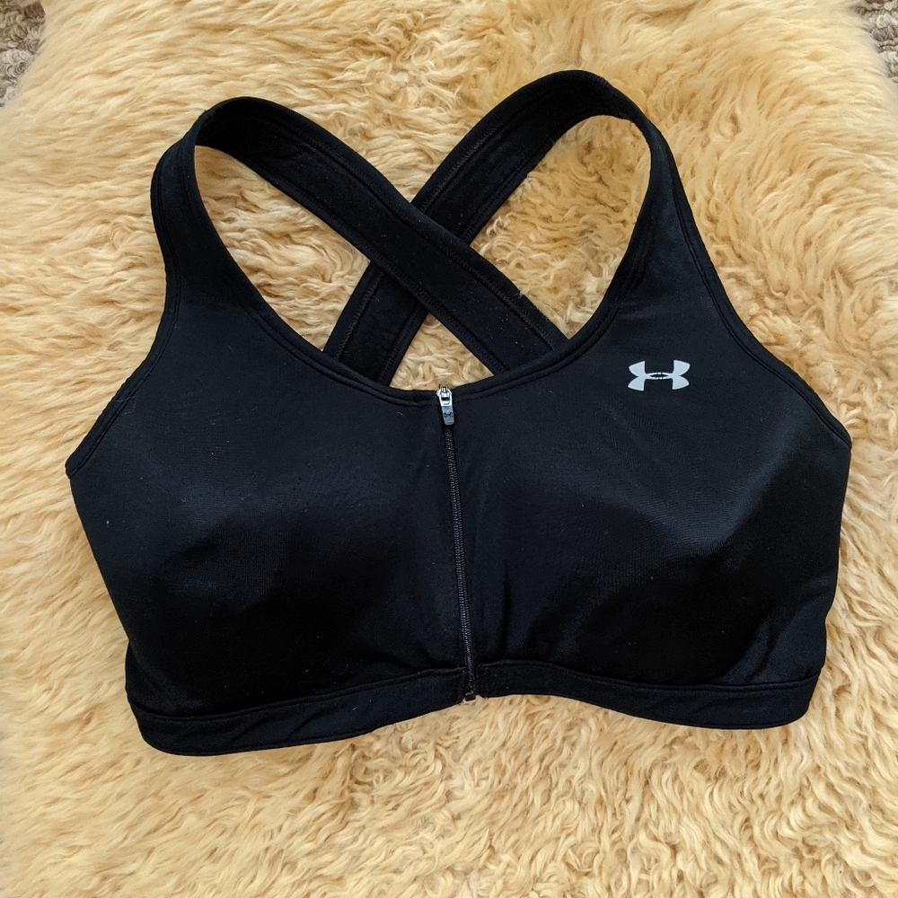 Black, Zip Front, High Impact Sports Bra